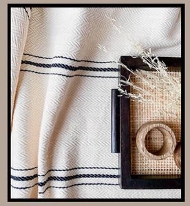 White <b>Black</b> Striped 100 Percent Natural Cotton <b>Bed</b> Cover Lightweight Woven Throw 200x240 cm 79x95 inches - Product Image 4