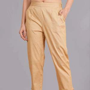 Wholesale Stretchable Womens Beige Lycra <b>Trouser</b> <b>Pants</b> Regular Fit Designed For Comfortable Casual Office Travel Daily Wear Use - Product Image 1