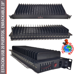 Stazione USB a 20 Porte Montabile su Rack per Computer - Product Image 1