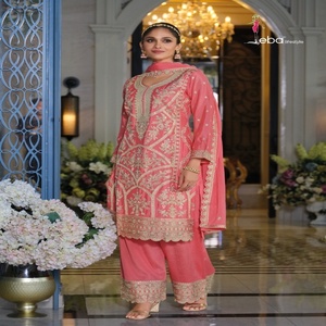 Soie de Chinon lourd de conception moderne de qualité d'exportation indienne avec la fabrication de costume de Salwar de broderie de l'Inde - Product Image 1