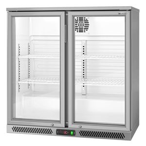 Réfrigérateur de bar commercial - 900 mm - 220 litres - avec 2 portes battantes en verre - Gris - Product Image 6