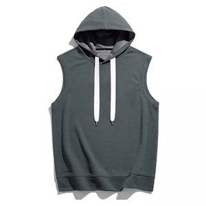 Sudadera con capucha y hombros descubiertos para hombre, camisas de gran tamaño de Color sólido sin mangas, ropa de algodón para hombre, camisetas sin mangas de talla grande con capucha - Product Image 1