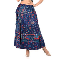 Falda Sarong Hippie Boho Gypsy, Cintura Natural, Casual de Primavera, Talla Grande, Estampado Floral, 100% Algodón