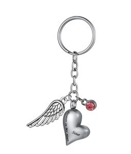 Sister <b>Engraving</b> Love Heart Urn Pendant Stainless Steel Cremation Jewelry <b>Key</b> <b>Ring</b> Ash Memorial Keepsake Keychain Custom Size - Product Image 4