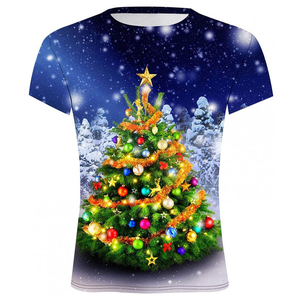 Navidad hombres sólido poliéster/algodón camiseta 400gsm alta calidad transpirable secado rápido Casual ajuste suelto - Product Image 4