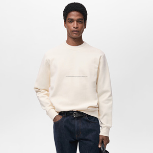 2025 nueva llegada poliéster Streetwear Casual negro algodón liso sudadera al por mayor hombres cuello redondo sudaderas de gran tamaño - Product Image 1