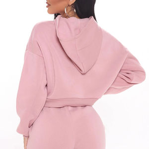 Sudadera con capucha y logotipo personalizado para mujer, Jogger, ropa deportiva de lana de 2 piezas, ropa de calle de invierno ecológica, conjuntos de chándal - Product Image 2
