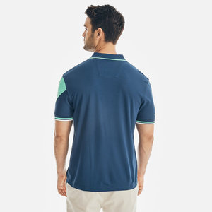 2024 nueva camiseta Polo de manga corta con etiqueta de color de retazos para hombre, Camiseta de algodón con cuentas bordadas informales de negocios - Product Image 4