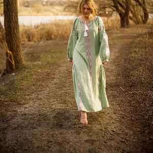 Vestido de verano de manga corta con bordado, bohemio - Product Image 1