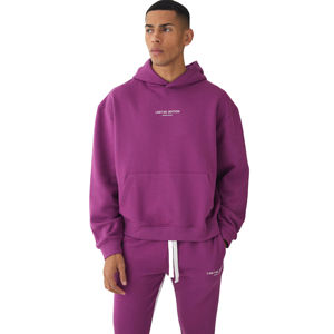 Conjunto de chándal con capucha acampanada de algodón 100% para hombre al por mayor lavado ácido personalizado para estampado de hojaldre de dos piezas de invierno - Product Image 3