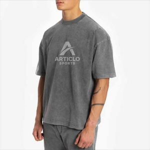 Top vente T-shirt surdimensionné poids lourd personnalisé Y2K Vintage Streetwear tendance chaude goutte épaule lavage à l'acide T-Shirt surdimensionné - Product Image 2