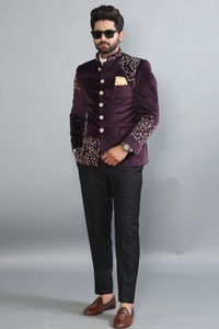 LATEST & BEAUTIFUL ZARI EMBROIDERY on ELEGANT COAT, <b>PANT</b> SUITS WITH MATCHING SHOE WITH EMBROIDERY for PARTY-WEAR/WEDDING @ 2024 - Product Image 2