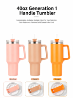 Geïsoleerde RVS thermosbeker met handvat en rietje, 40 oz, voor autoritten