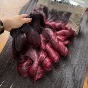 SDD BOUNCY RIZOS OMBRE COLOR MARRÓN TONOS MATERIA PRIMA NATURAL MEJOR VENTA EXTENSIONES DE CABELLO HUMANO VIETNAMITA PARA HACER PELUCAS - Product Image 5