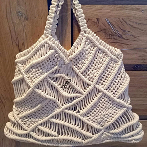 Nueva llegada verano playa bolsos de paja bohemio Crochet Tote hecho a mano mujeres bolso de hombro mar hierba bolso cuadrado - Product Image 1
