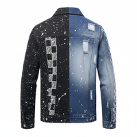 Veste en jean vintage pour homme Y2K, hiver, rayée, décontractée, formelle, imprimé léopard 3D, patchwork, brodée, boutonnée, imperméable, streetwear