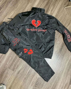 Ensemble de survêtement en nylon écologique pour homme, sur mesure, veste zippée unie, pantalon de jogging, haute qualité, léger, respirant - Product Image 5