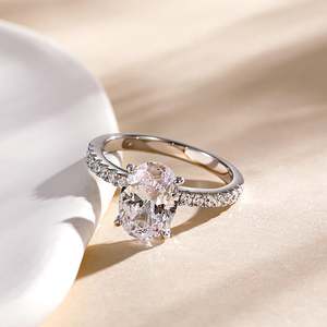 แหวนวันครบรอบทรงวงรีเงินสเตอร์ลิงเจลิยาประดับพลอยฝัง - Product Image 4