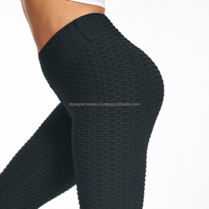 Leggings sportifs taille haute sans coutures respirants pour femmes, effet galbant, en Spandex/Polyester/Coton, pour la gym, le yoga et la course à pied - Product Image 3