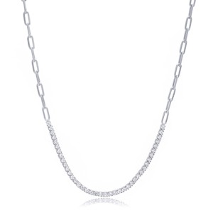 Square Zirconia Stone Link Chain Design Tennis <b>Choker</b> Necklace Pendant Turkish 925 Sterling <b>Silver</b> Handmade Wedding Gift Jewelry - Product Image 5