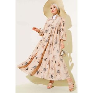 Robe de sol à demi-boutons à motif floral noir Style décontracté - Product Image 3