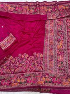 Suave Pashmina tela de seda hecha a mano estilo indio boda y fiesta especial comodidad sensación hermosa Color Sari blusa pieza - Product Image 2