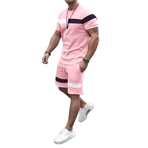 Summer <b>Men's</b> Short Round Neck Fitness Suit <b>Men's</b> Good Quality Custom Logo or Label Summer Collection Slim Fit Fitted Casual - Product Image 1