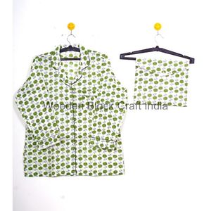 ชุดนอนสำหรับผู้หญิงชุดนอนผ้าฝ้ายบริสุทธิ์พิมพ์ลายดอกไม้หรูหรา - Product Image 2