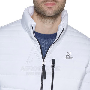 New Arrival Full Zipper Canvas Stand Collar <b>Puffer</b> Winter <b>Jacket</b> Slim Fit Private Label <b>Men</b> Front Logo - Product Image 6