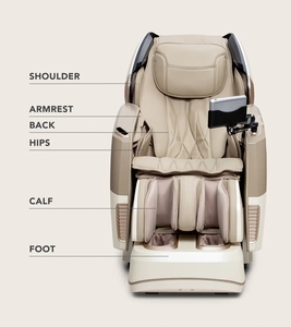 Fauteuil de massage 4D avec tablette tactile, fauteuil inclinable chauffant haut de gamme - Beige/Blanc - Product Image 2