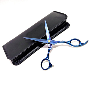 Ciseaux de coupe de cheveux ensemble ciseaux amincissants couleur bleue enduit ciseaux de coiffure Kit de coupe de cheveux avec étui en cuir à fermeture éclair - Product Image 6