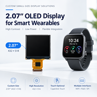 Écran OLED carré personnalisé en usine de 2,07 pouces, 432x514, rigide LTPS, 324 PPI, module d'écran de petite taille, OEM ODM, pour robots et dispositifs portables