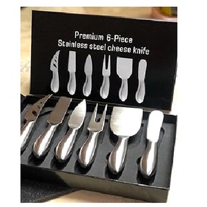 Golden <b>Cheese</b> <b>Knife</b> <b>Set</b> 6-Piece Stainless Steel <b>Cheese</b> Cutter Spreader Shaver Ergonomic Handles Holiday Birthday Wedding Parties - Product Image 3