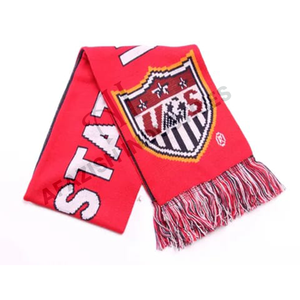 Nuevo personalizado al por mayor personalizado equipo de fútbol Acrílico tejido invierno largo sarga ventiladores bufanda para niñas - Product Image 1