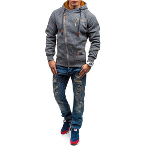 Sweats à capuche zippés légers et confortables pour hommes, design solide, logo personnalisé, collection hiver 100% coton-vente en gros - Product Image 3