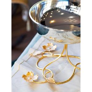 Bol à fruits en acier inoxydable avec support Décoration de table pour dîner d'hôtel Ustensiles de cuisine Poli brillant Fabriqué en Inde - Product Image 2