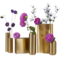 Décoration de maison moderne de style côtier, grand vase à fleurs en fer fini or, décoration de table de mariage, centre de table