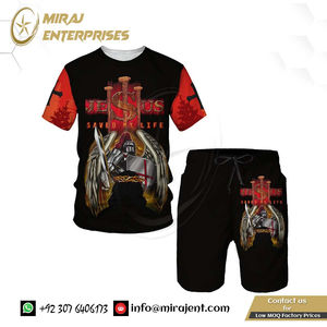 Jogging ropa deportiva entrenamiento manga corta cuello tripulación verano caliente hombres traje 3D Caballeros Templarios estampado hombres camiseta pantalones cortos traje - Product Image 4