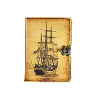 Carnet de voyage vintage en cuir véritable avec papier à bords festonnés 7x5, style classique, fait main, cadeau d'aventure pour écrivain