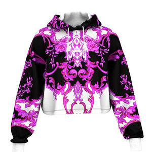 Hoodies courts à épaules tombantes pour femme, impression par sublimation de haute qualité, hoodies courts tricotés pour femme, tailles jeunes et grandes tailles - Product Image 3