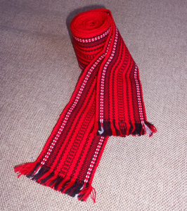 Ukrainian <b>Knitted</b> Wool <b>Belt</b> Handcrafted Cossack Style Red Sash Colorful Slavic Waistband Customized Width Unisex Gifts - Product Image 2