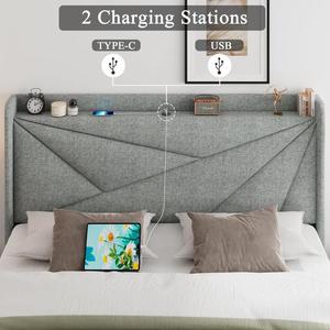<span class=keywords><strong>Cama</strong></span> Moderna con Base Tapizada, Luces LED y Cajones de Almacenamiento, <span class=keywords><strong>Cama</strong></span> Flotante Personalizada - Product Image 4