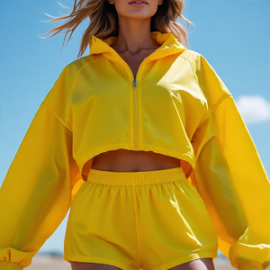 Chaqueta corta cortavientos, pantalones cortos, traje para mujer, Jersey impermeable de alta calidad, Chaqueta corta, conjuntos de pantalones cortos, trajes cortos para lluvia para mujer - Product Image 6