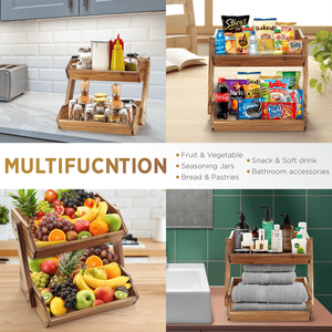 Panier de rangement pour fruits et légumes à 2 niveaux en bois naturel: organisateur de cuisine parfait pour les collations et le rangement de comptoir - Product Image 5