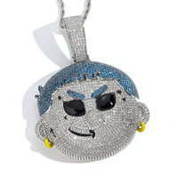 Collier pendentif dessin animé serti de zircons cubiques étincelants, bijoux hip-hop en gros pour hommes, rappeurs et fans de streetwear