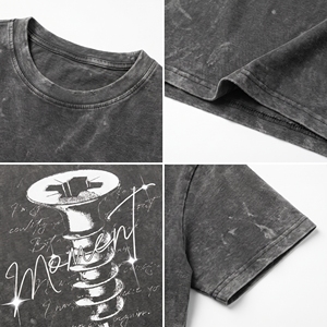 Custom Logo Oversized Men's Baggy Boxy Acid Washed Cotton T-Shirt Fashion Street Hip-Hop Vintage Fade Tee for Men - Product Image 5