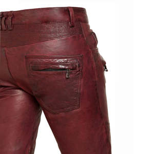 Pantalon en cuir de vachette PU pour homme sur mesure, fabricant OEM, poches amples, taille haute - Product Image 3