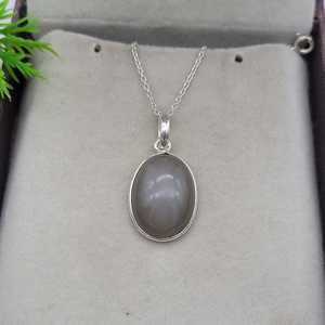 Chocolat pierre de lune pendentif en argent Sterling lunette ensemble collier élégant bijoux en pierres précieuses cadeau pour les femmes - Product Image 4