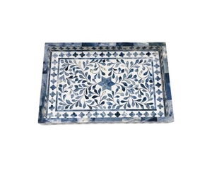 Bandeja para servir con incrustaciones de hueso de diseño Floral, bandeja de vajilla para decoración del hogar para servir Chocolate y platos para servir en el hogar - Product Image 1