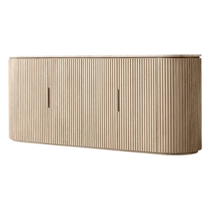 Modern Fluted Wood <b>Sideboard</b> Console Cabinet with Large Capacity <b>Storage</b> Marble Look Top Assembled Living Room Furniture - Product Image 4